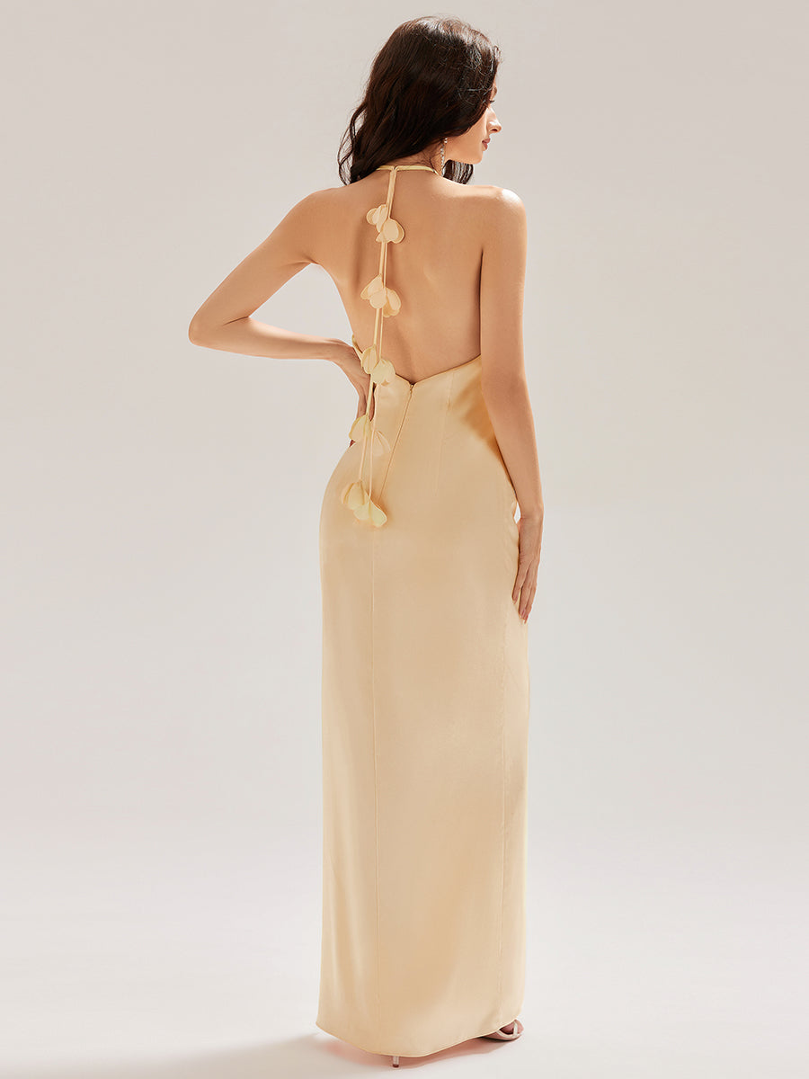 Robe longue sans manches à fleurs #Couleur_Charbon