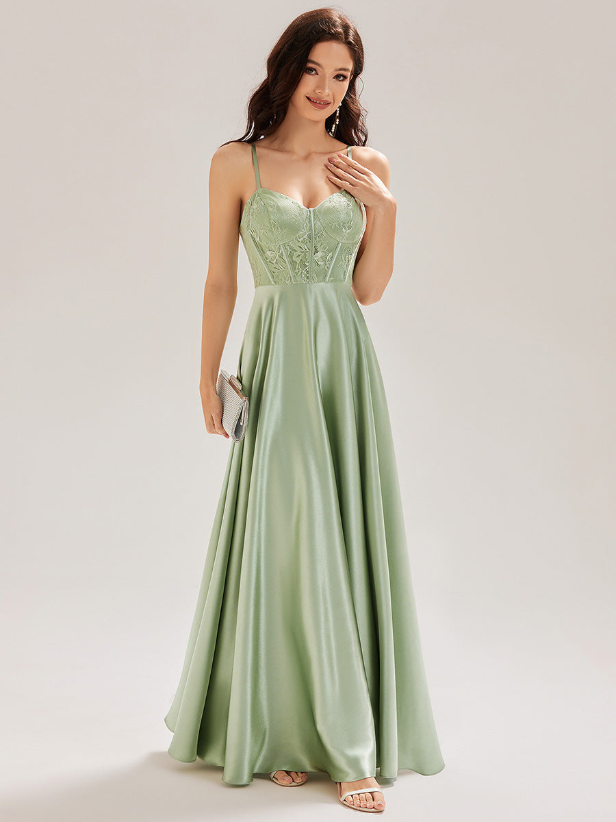 Robe longue sans manches en V avec patchwork #Couleur_Menthe Verte