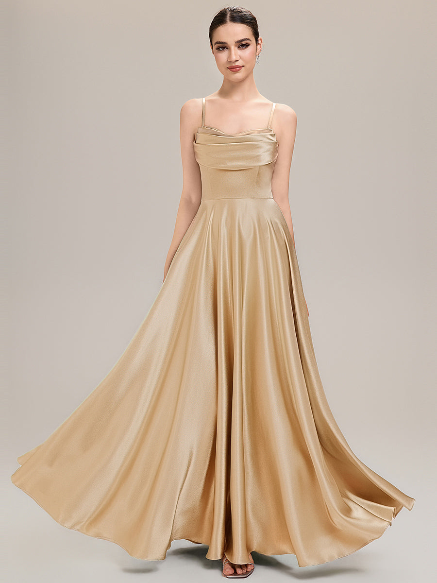 Robe sans manches en A longueur de sol avec décolleté en V profond et embellissements en strass Robe de demoiselle d'honneur #Couleur_Charbon