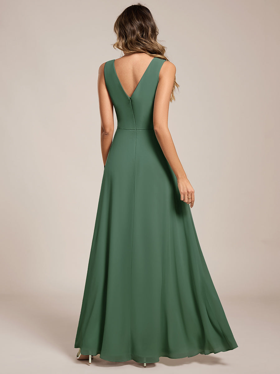 Robe de demoiselle d'honneur élégante avec fente latérale #Couleur_Eucalyptus