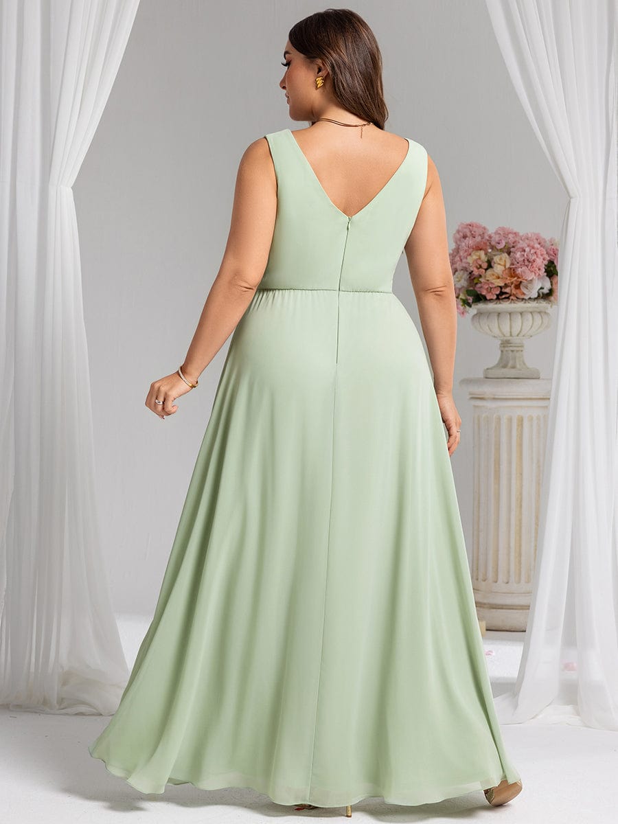 Robe de demoiselle d'honneur élégante avec fente latérale #Couleur_Menthe Verte