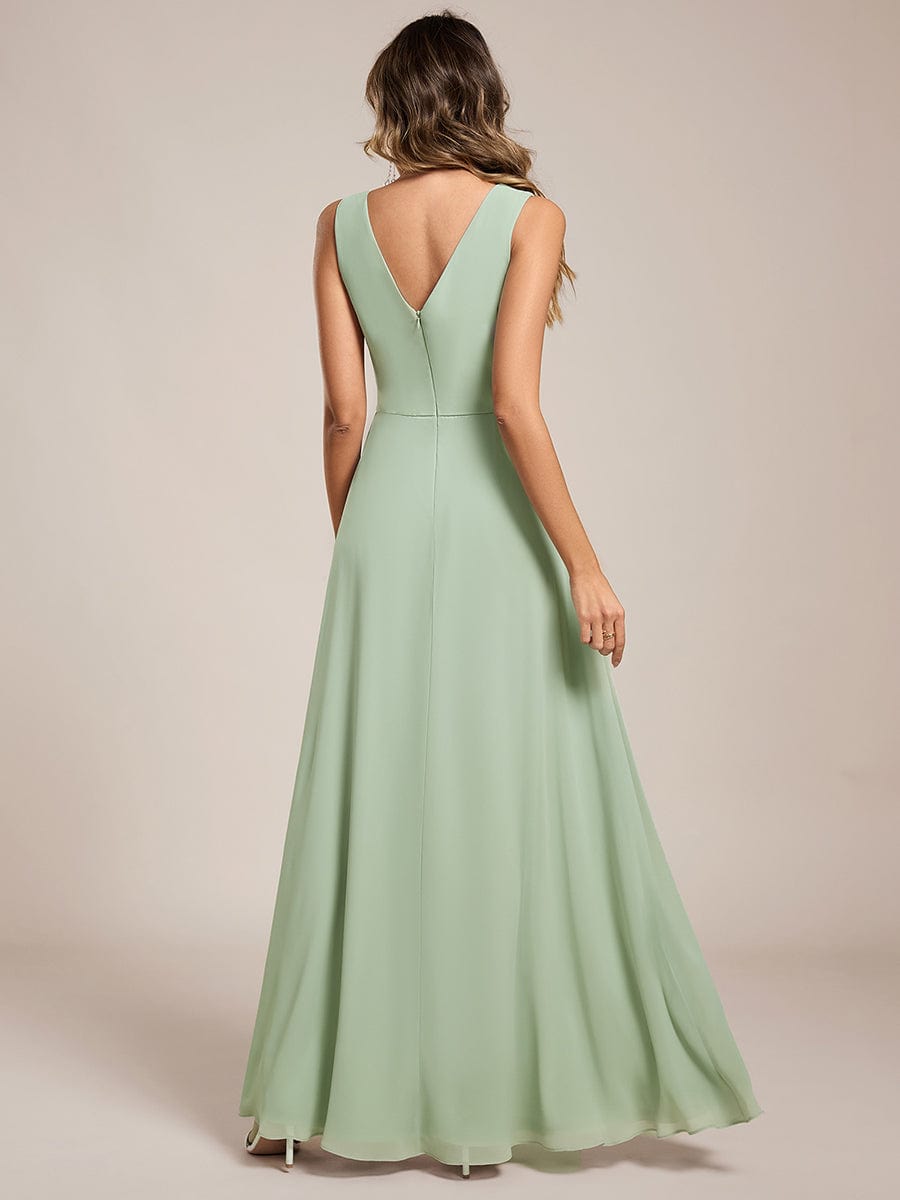 Robe de demoiselle d'honneur élégante avec fente latérale #Couleur_Menthe Verte