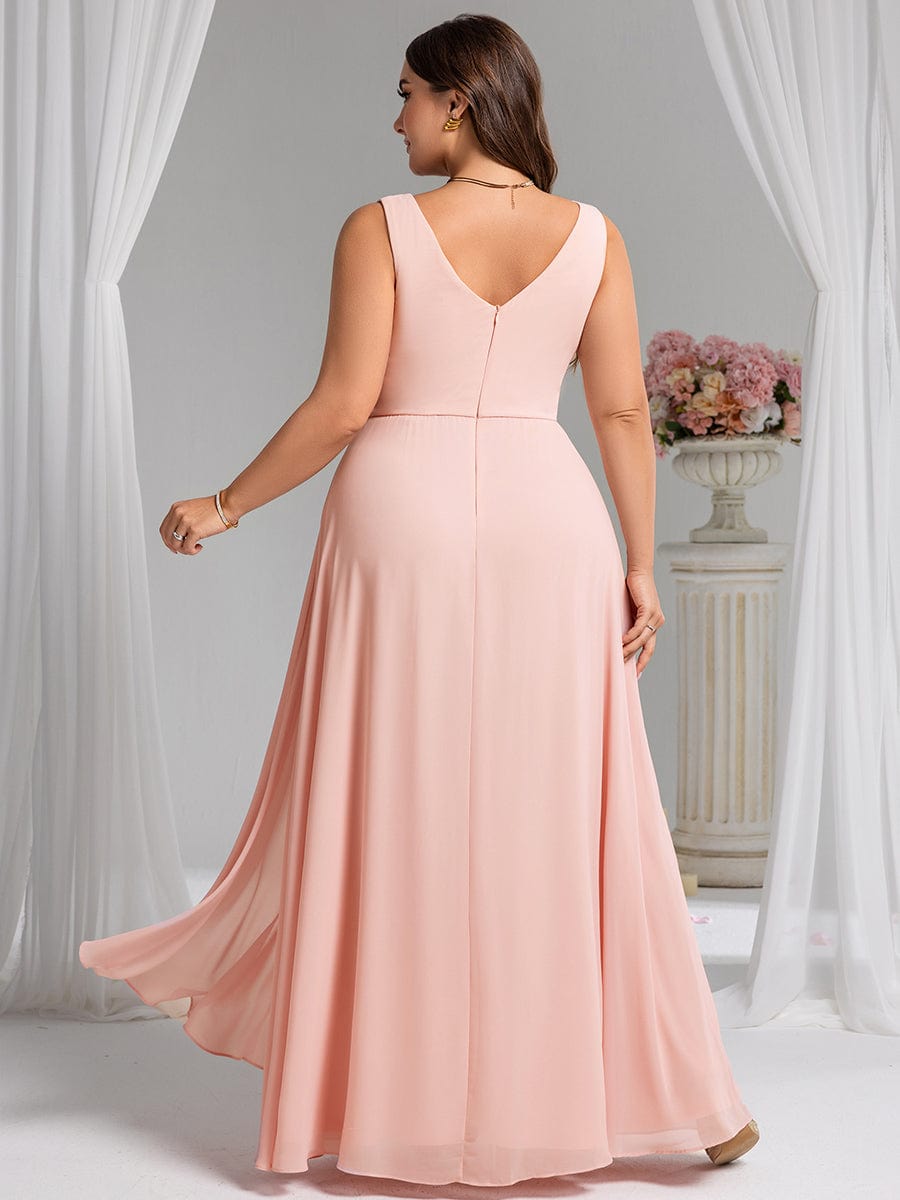 Robe de demoiselle d'honneur élégante avec fente latérale #Couleur_Rose