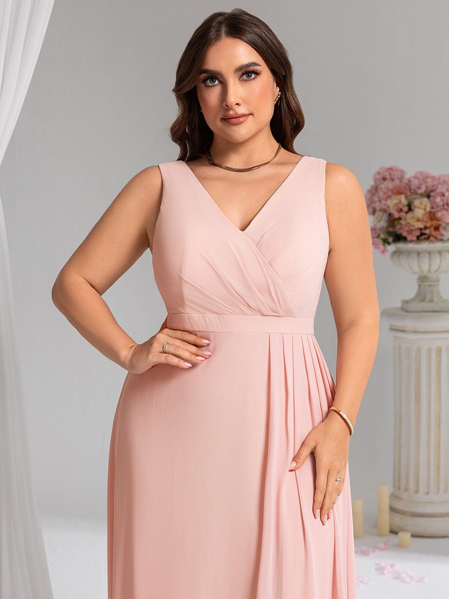 Robe de demoiselle d'honneur élégante avec fente latérale #Couleur_Rose