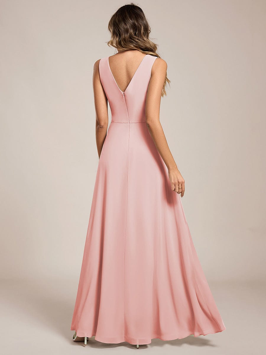 Robe de demoiselle d'honneur élégante avec fente latérale #Couleur_Rose