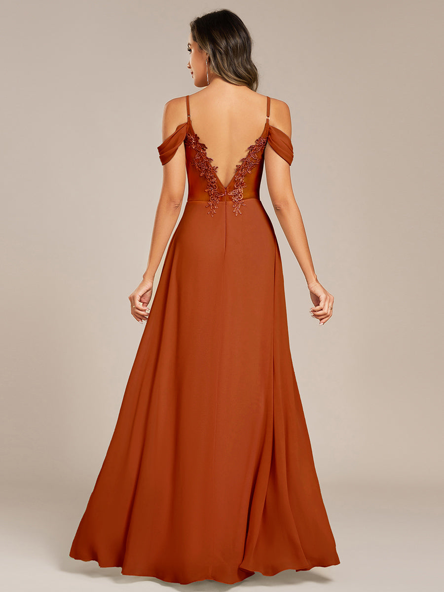 Robe de demoiselle d'honneur transparente dos nu #Couleur_Burnt Orange