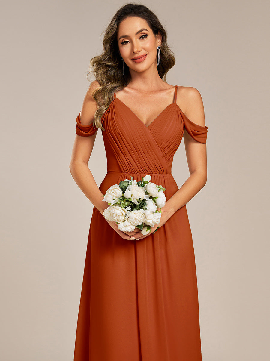 Robe de demoiselle d'honneur transparente dos nu #Couleur_Burnt Orange