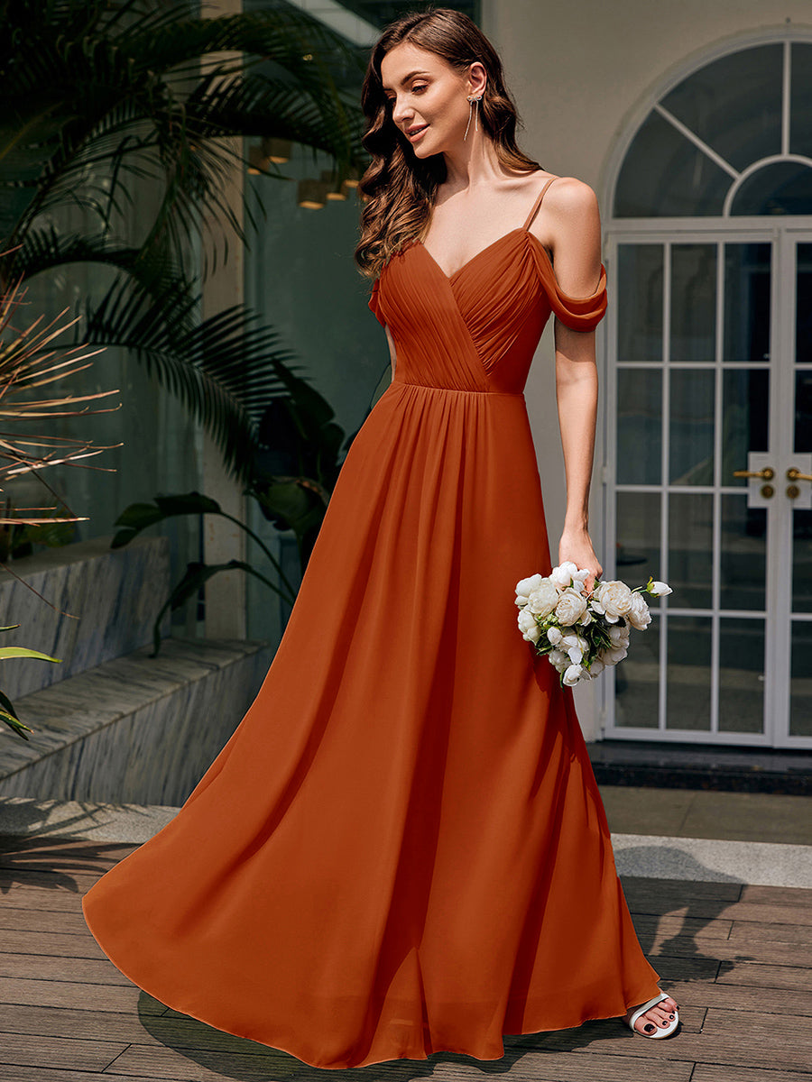 Robe de demoiselle d'honneur transparente dos nu #Couleur_Burnt Orange
