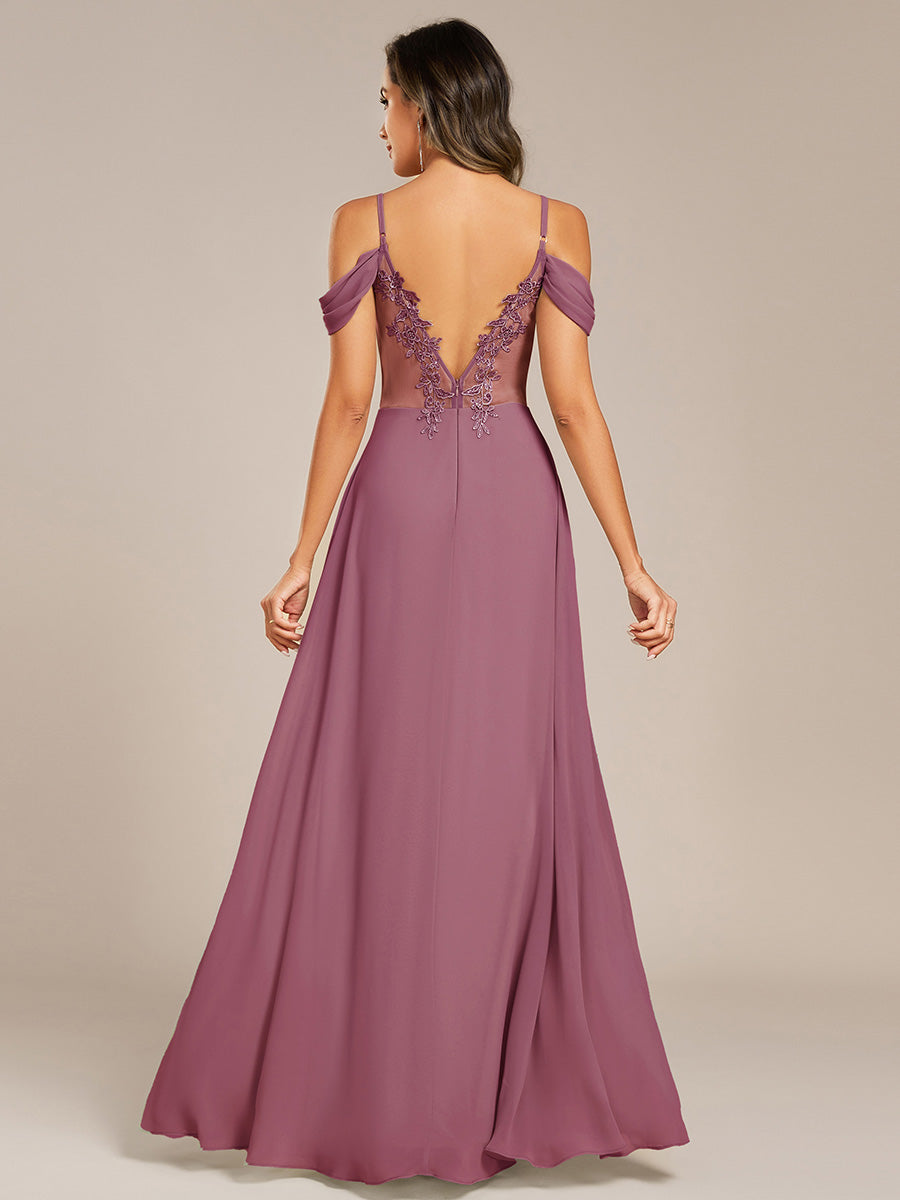 Robe de demoiselle d'honneur transparente dos nu #Couleur_Orchidee
