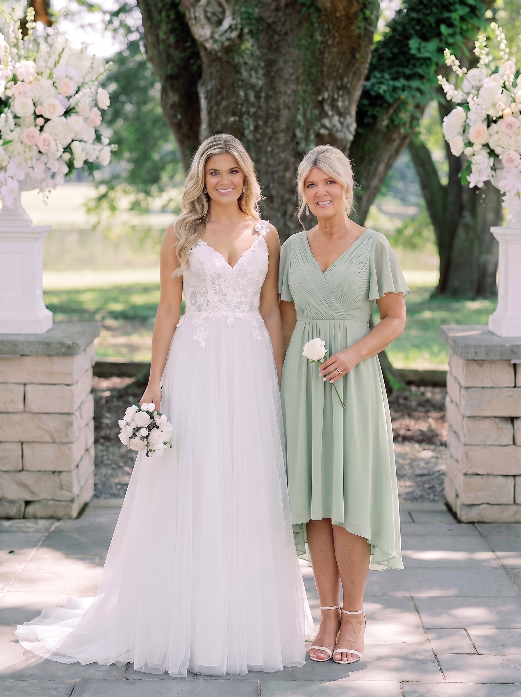 Robe d'invité de mariage chic à col en V #Couleur_Menthe Verte
