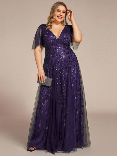 pretty ORIEL|Robe de soirée à paillettes Encolure en V pour femmes de grande taille