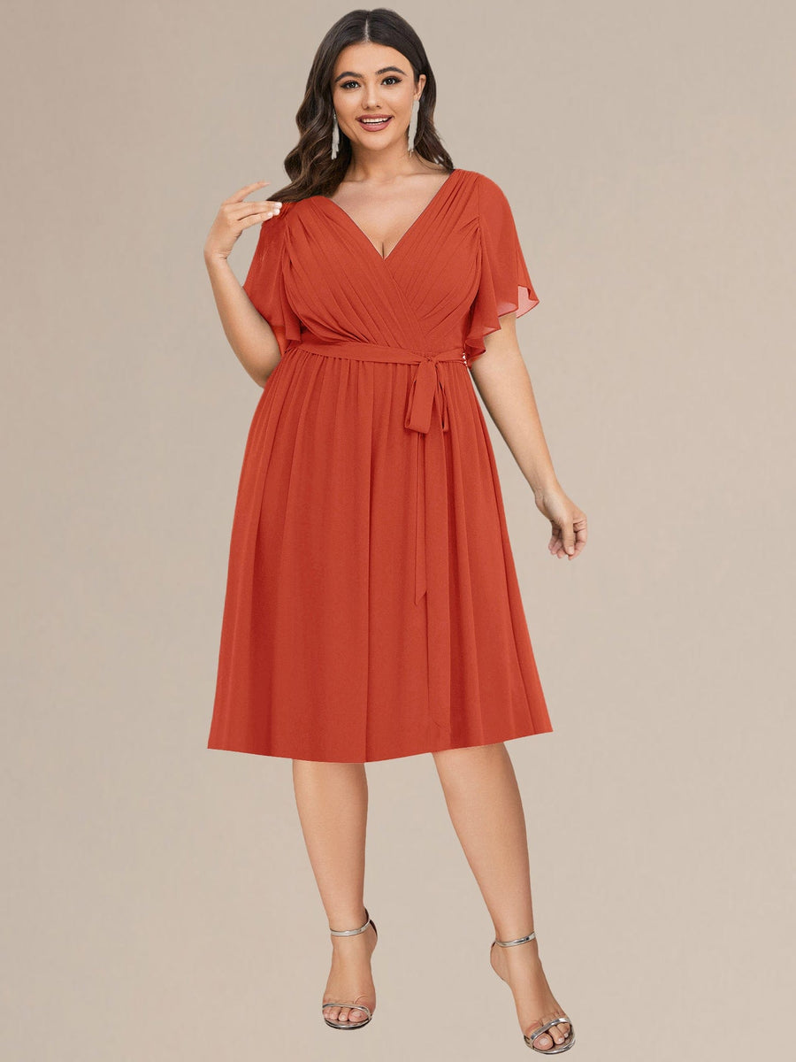 ever HARLOW|Robe de demoiselle d'honneur mi-longue nouée à la taille #Couleur_Burnt Orange