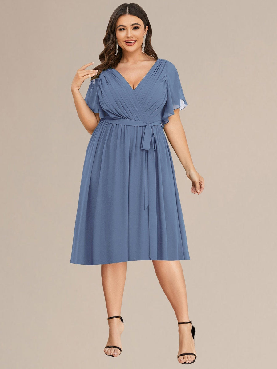 ever HARLOW|Robe de demoiselle d'honneur mi-longue nouée à la taille #Couleur_Marine Fume