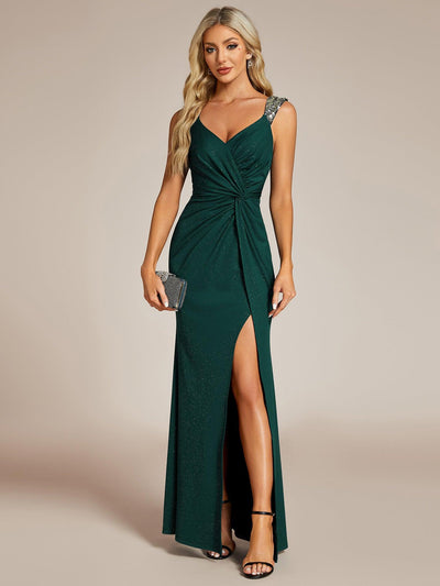 ever NOIRE|Robe de soirée élégante à paillettes et col en V