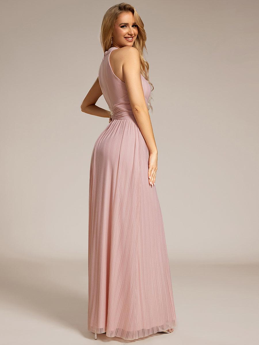 Robe de soirée formelle scintillante à col licou avec silhouette trapèze #Couleur_Rose