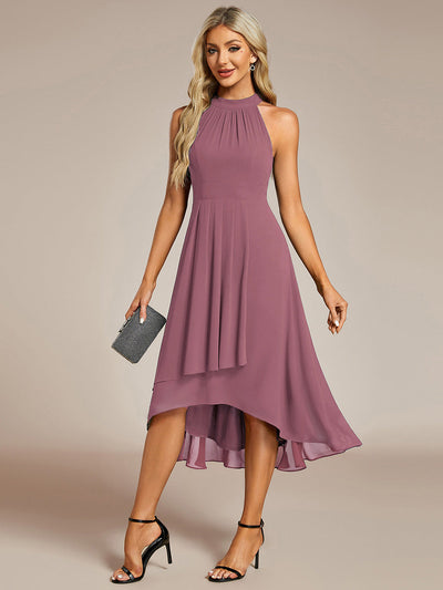 ever POSIE|Robe invitée mariage mi-longue sans manches et col licou en mousseline de soie