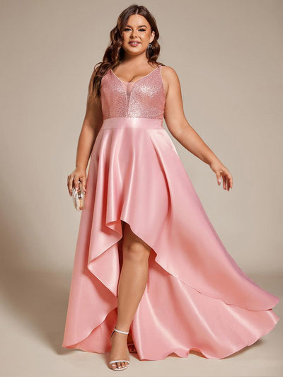 pretty ALYNA|Robe de Bal Grande Taille Scintillante Sexy avec Dos Nu et Ourlet Irrégulier