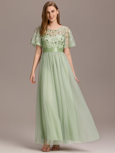 ever SAPHIR|Robe A-line à manches courtes avec broderie pour femme