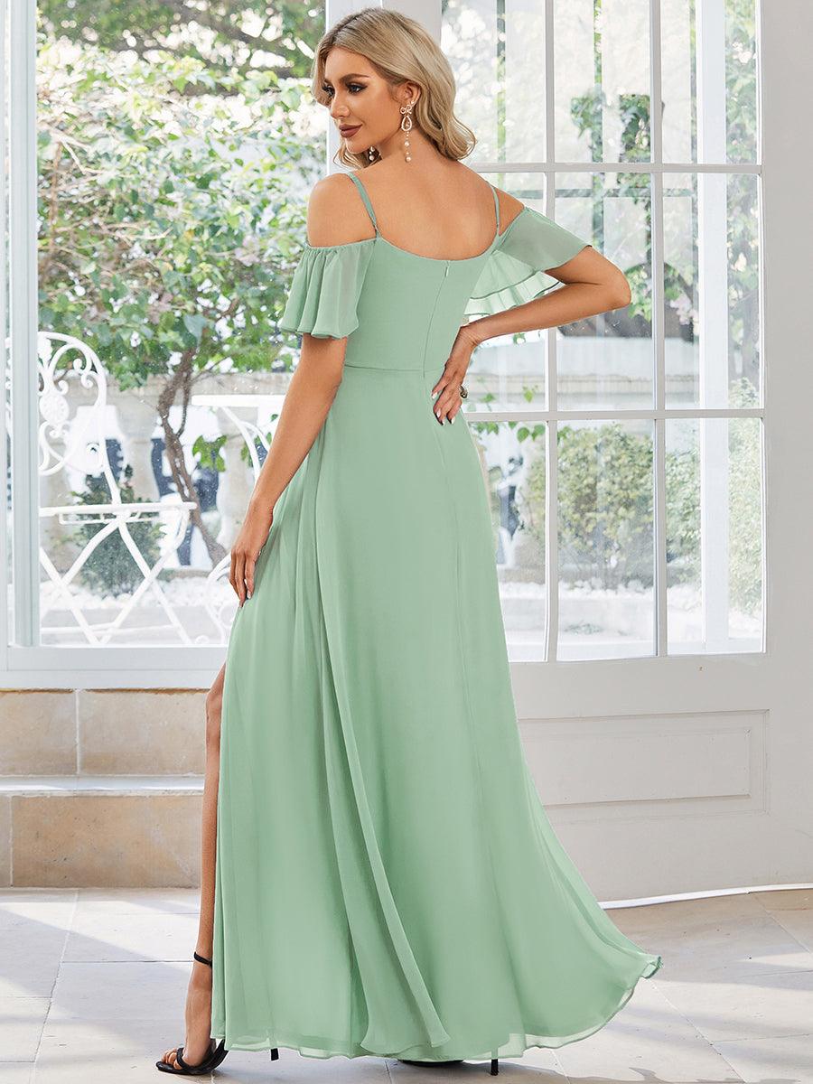 Taille personnalisée Robe de soirée sexy à épaules dénudées et à encolure en V #Couleur_Menthe Verte