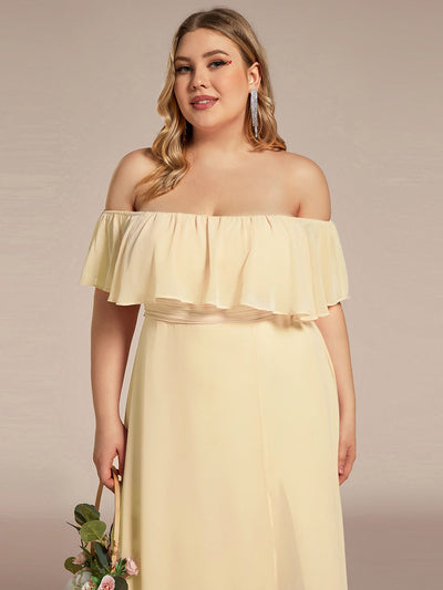 pretty ÉMILE|Robe de demoiselle d'honneur grande taille à volants et épaules dénudées