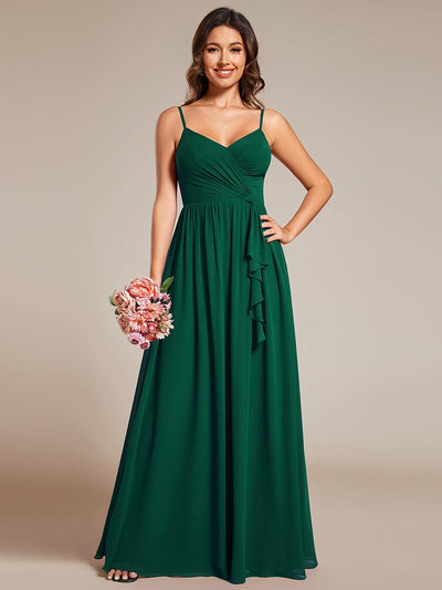 Robe de demoiselle d'honneur plissée sans manches en mousseline avec feuille de lotus