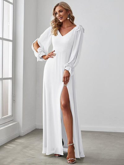 ever IVORY|Robe invitée mariage à manches fendues et dos nu