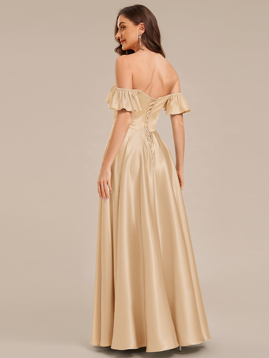 Robe d'invité de mariage trapèze en mousseline fluide à encolure ronde et longueur au genou #Couleur_Charbon
