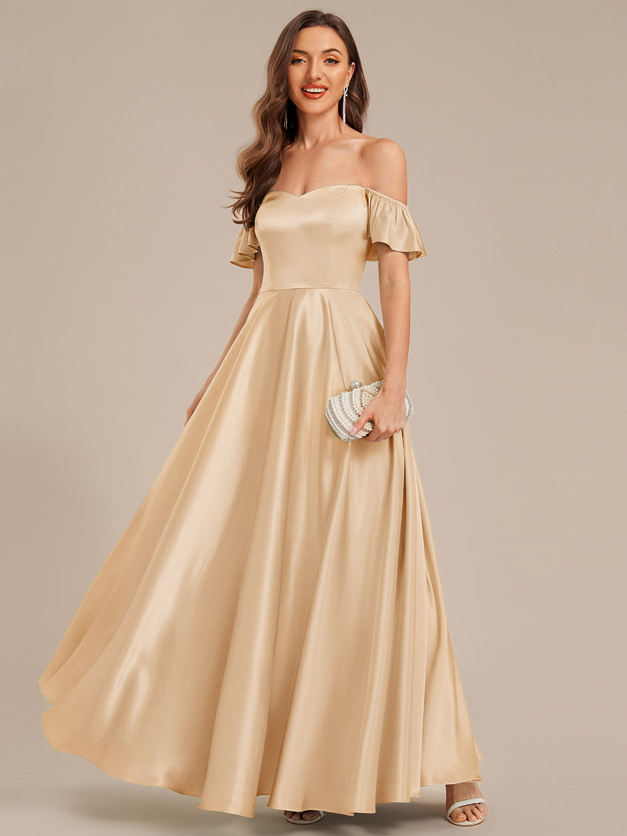 Robe d'invité de mariage trapèze en mousseline fluide à encolure ronde et longueur au genou #Couleur_Charbon