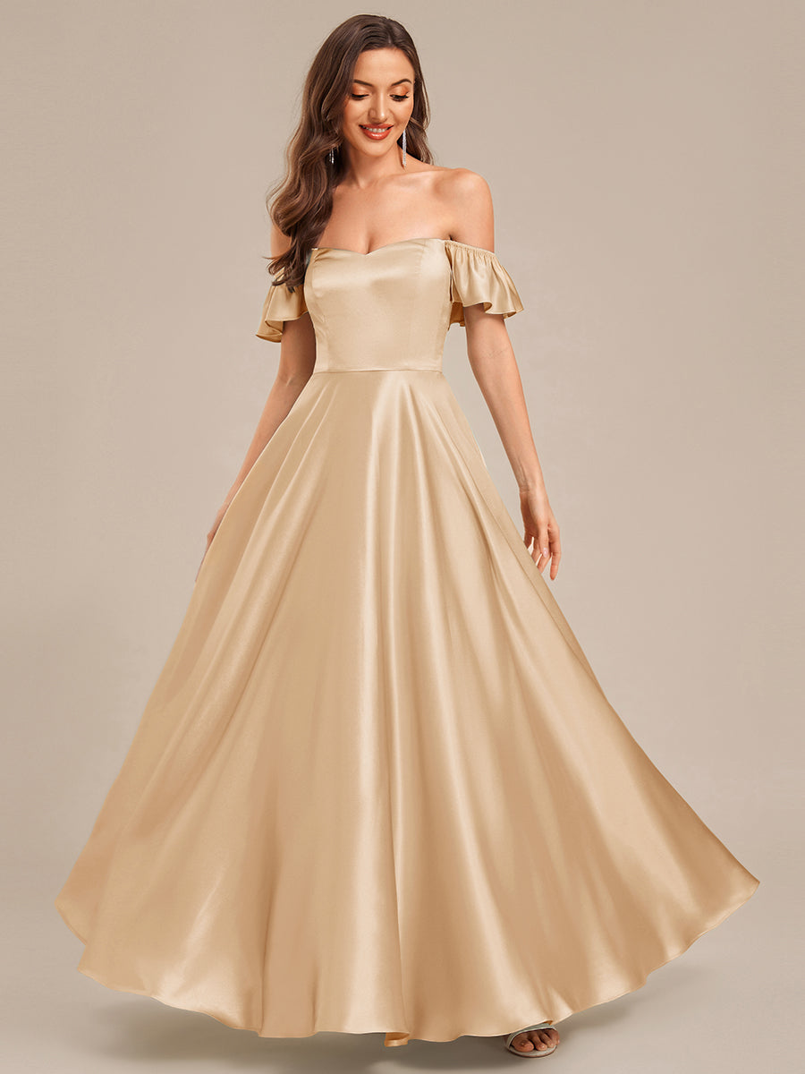 Robe d'invité de mariage trapèze en mousseline fluide à encolure ronde et longueur au genou #Couleur_Charbon