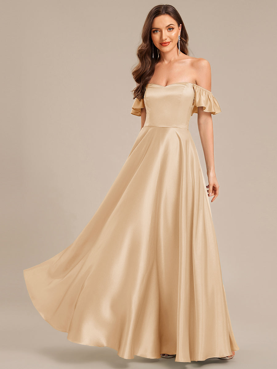 Robe d'invité de mariage trapèze en mousseline fluide à encolure ronde et longueur au genou #Couleur_Charbon