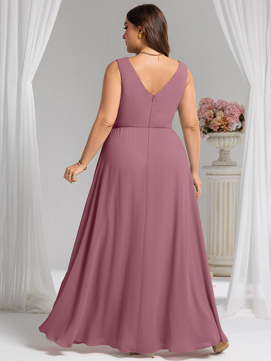 Robe de demoiselle d'honneur élégante avec fente latérale #Couleur_Orchidee