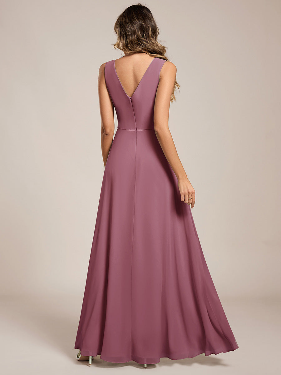Robe de demoiselle d'honneur élégante avec fente latérale #Couleur_Orchidee