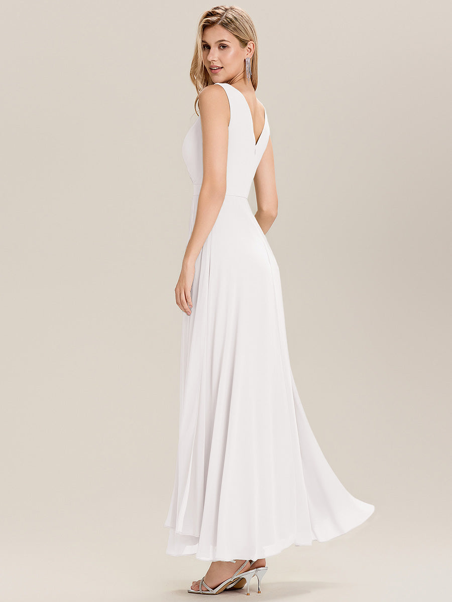 Robe de demoiselle d'honneur élégante avec fente latérale #Couleur_Blanc