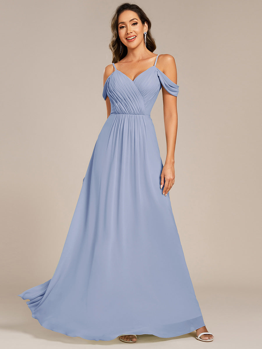 Robe de demoiselle d'honneur transparente dos nu #Couleur_Bleu Glace