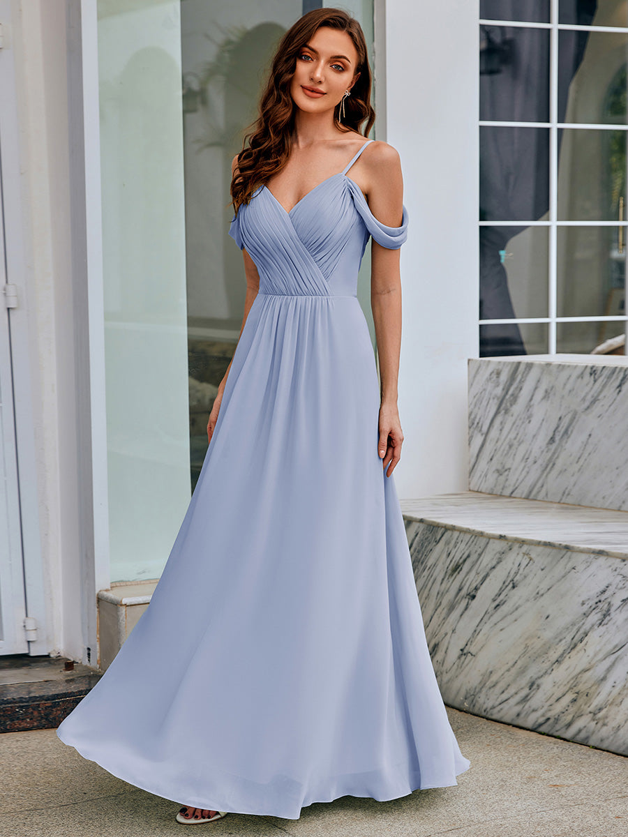 Robe de demoiselle d'honneur transparente dos nu #Couleur_Bleu Glace