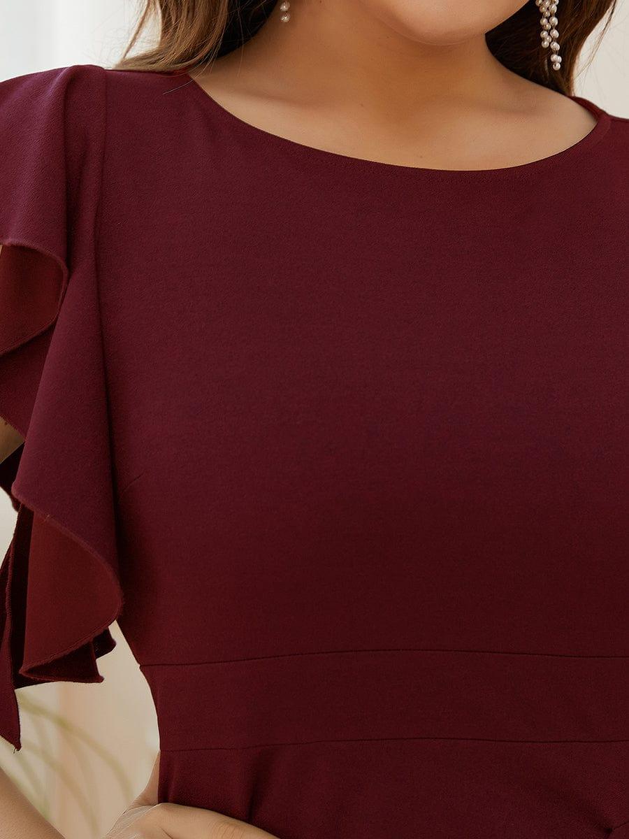 Robe longue fendue sur le devant asymétriques à volants Col U