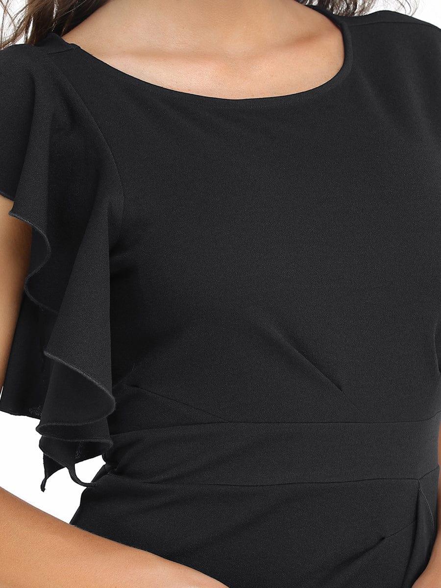 Robe longue fendue sur le devant asymétriques à volants Col U