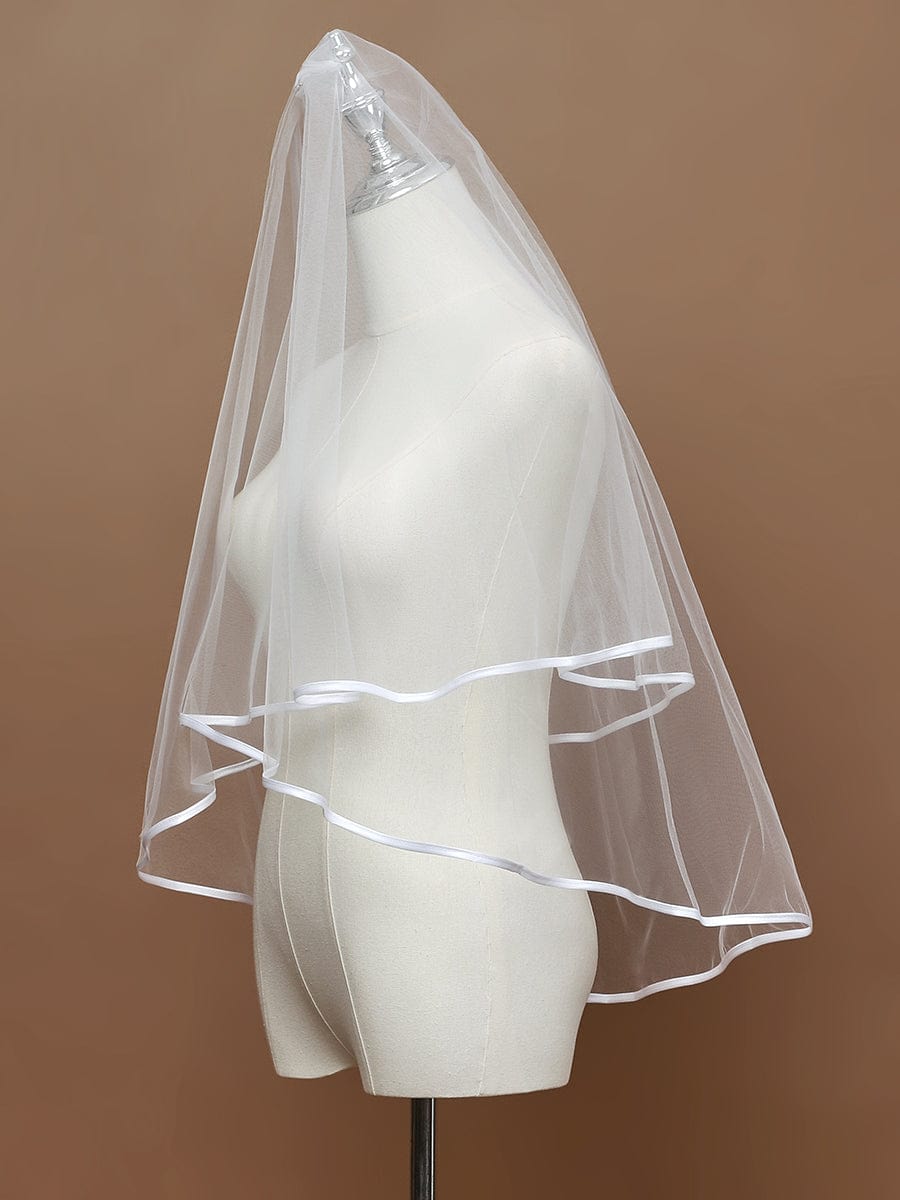Voile de mariée courte minimaliste avec bordures #Couleur_Creme