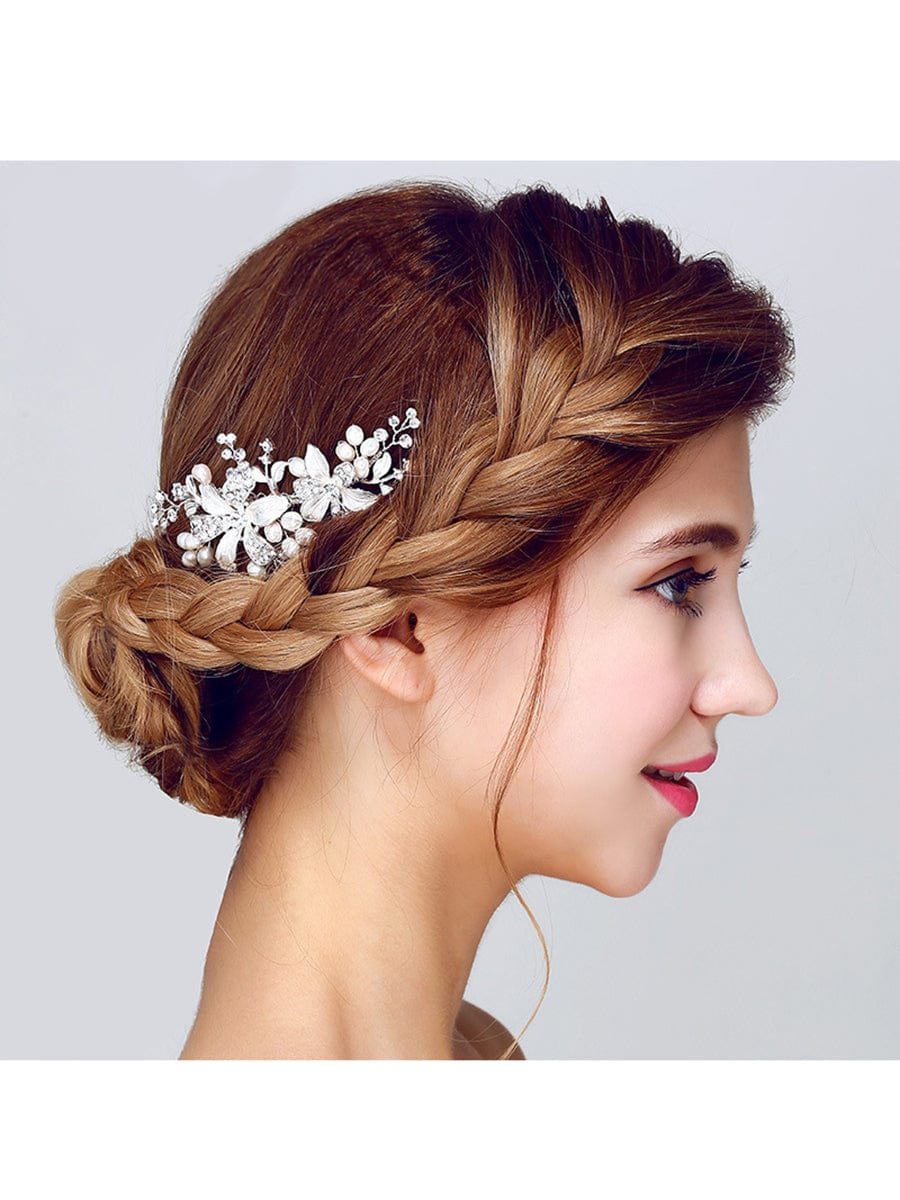 Peigne de fleurs faits à la main élégants accessoire de cheveux #Couleur_Blanc