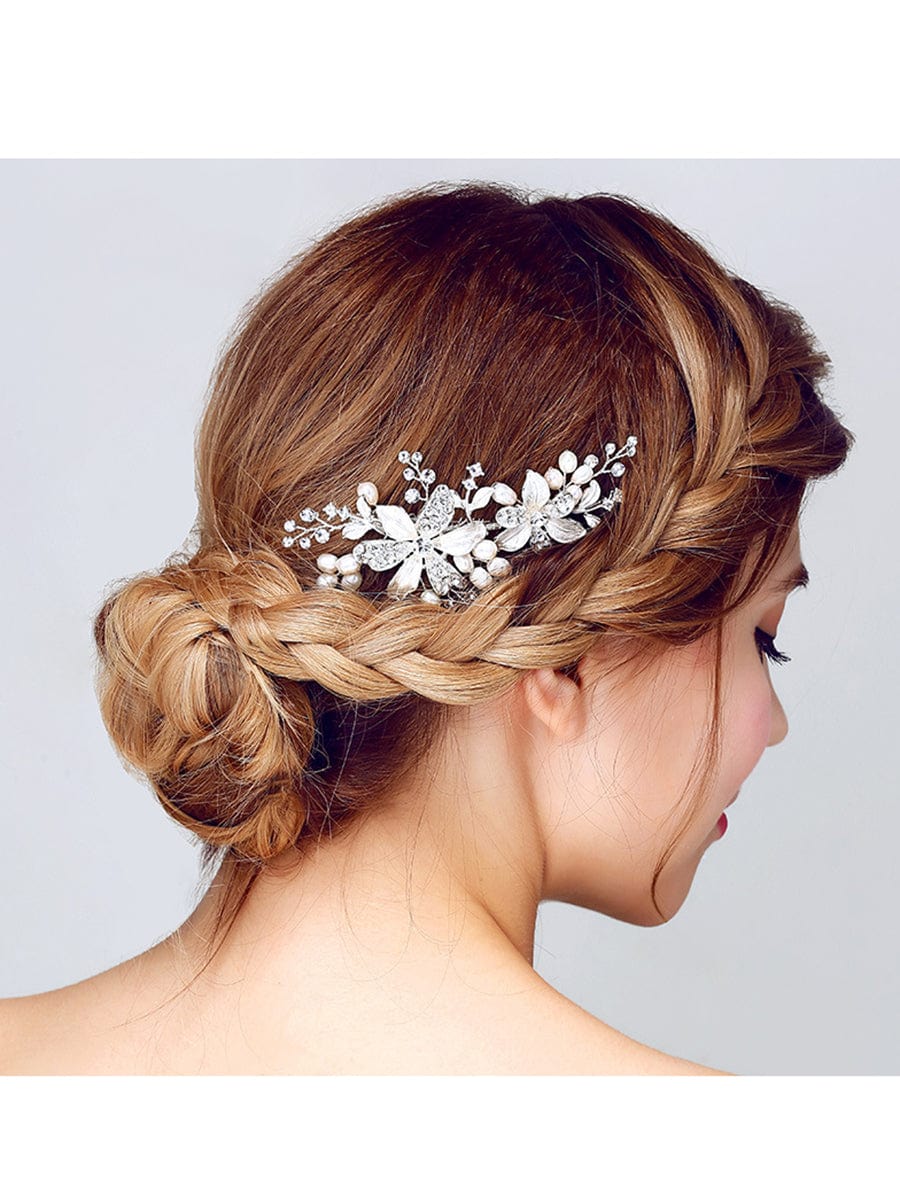 Peigne de fleurs faits à la main élégants accessoire de cheveux #Couleur_Blanc