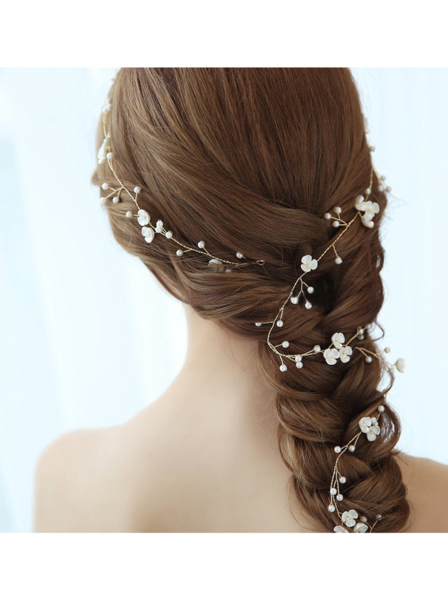 Accessoire cheveux d'un mètre Long tissage de perles fait à la main  #Couleur_Or