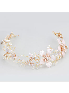 Accessoire cheveux Élégant en strass à fleurs dorées