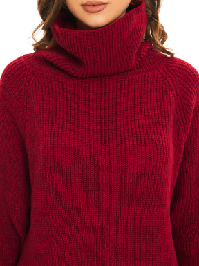 Robe pull courte à col roulé et manches longues avec poche