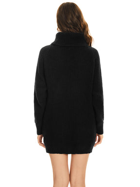 Robe pull courte à col roulé et manches longues avec poche