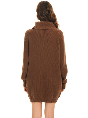 Robe pull courte à col roulé et manches longues avec poche