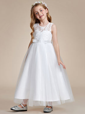 Robe Enfant d'Honneur Princesse Arc Sans Manches En Dentelle Tulle