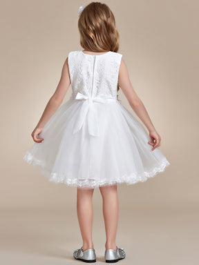 Robe Enfant d'Honneur tulle et dentelle blanche avec nœud au dos