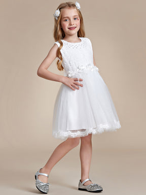 Robe Enfant d'Honneur tulle et dentelle blanche avec nœud au dos