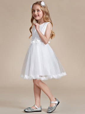 Robe Enfant d'Honneur tulle et dentelle blanche avec nœud au dos