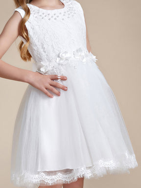 Robe Enfant d'Honneur tulle et dentelle blanche avec nœud au dos